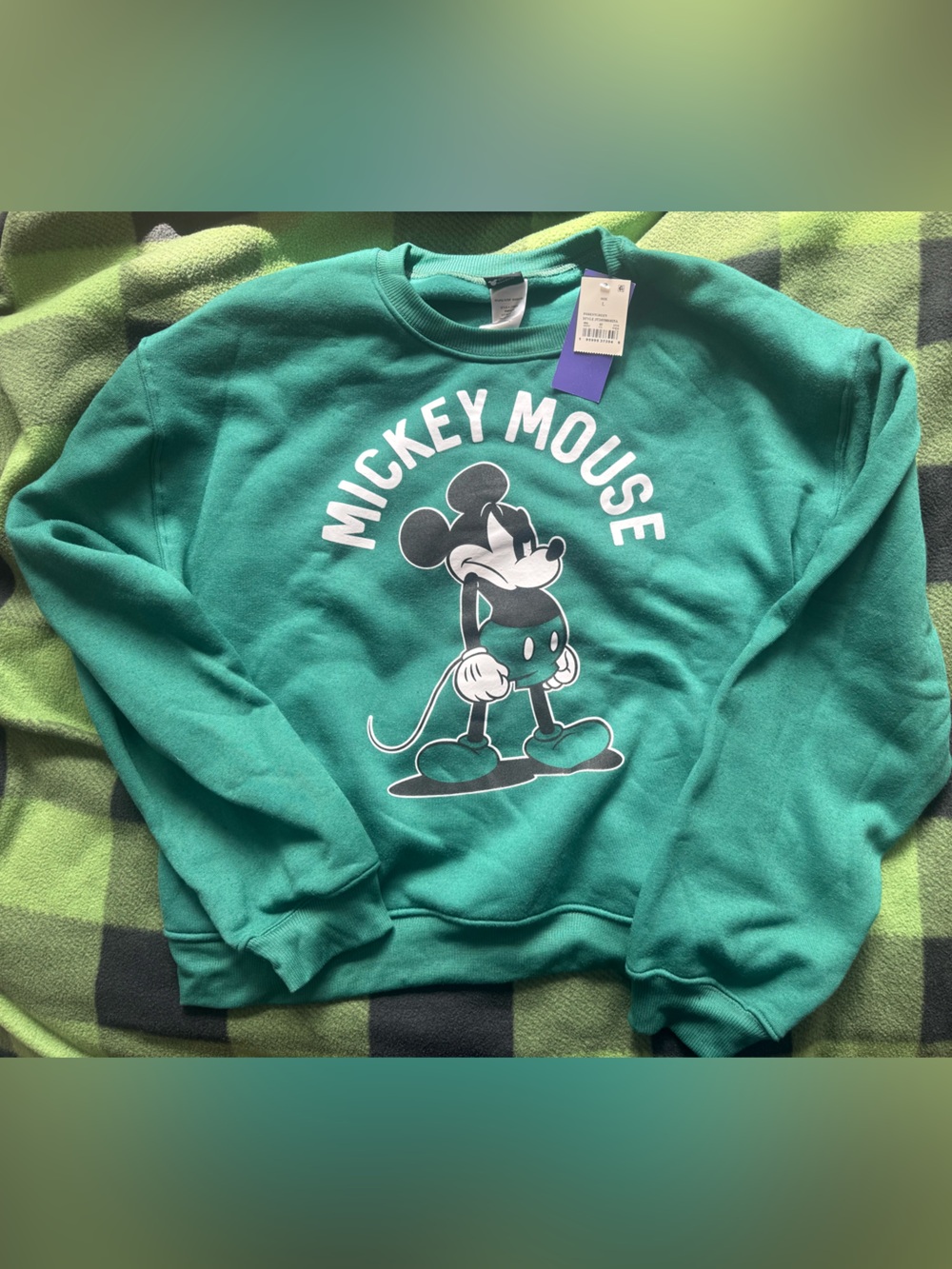 Disney Teal Mickey Mouse Pullover Sweatshirt